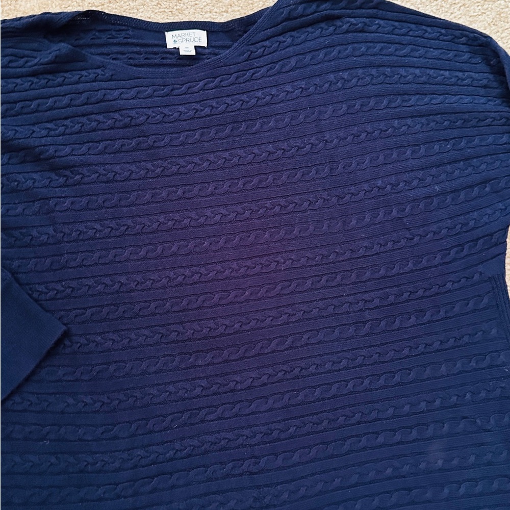 SALE $15 Market & Spruce Navy Cable Knit Sweater - Picture 5 of 7